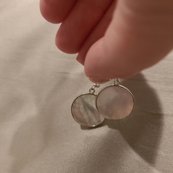 Palm tree opal mother of pearl sterling silver drop earrings - Picture 6 of 7